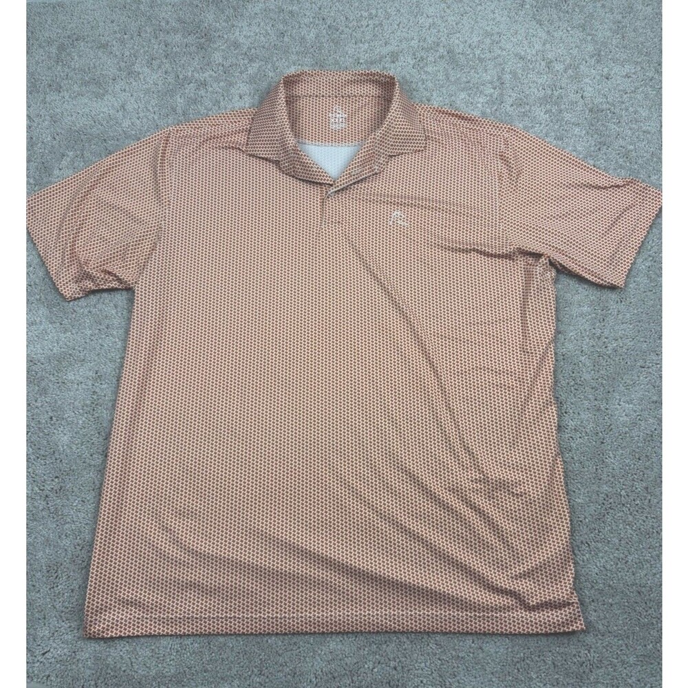 Rhoback Mens XXXL Performance Polo Shirt Texas State Print Burnt Orange White